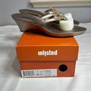 Unlisted Champagne Bronze color Wedge Sandals New in box heel sandal size: 7 MED